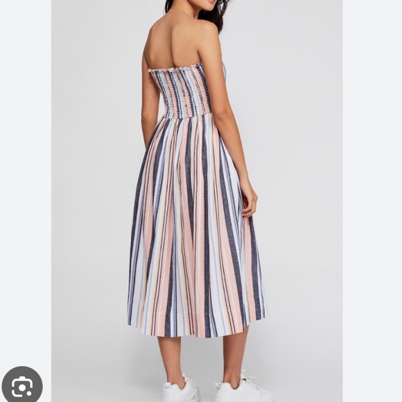 Free People Lilah pleated tube dress size small multicoloured striped strappy - Picture 3 of 9